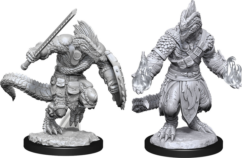 D&D Nolzur's Marvelous Miniatures: W15 Lizardfolk Barbarian & Lizardfolk Cleric [Unpainted]