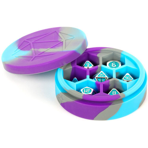 FanRoll MET Silicone Round Purple/Grey/Light Blue RPG Polyhedral Dice Case