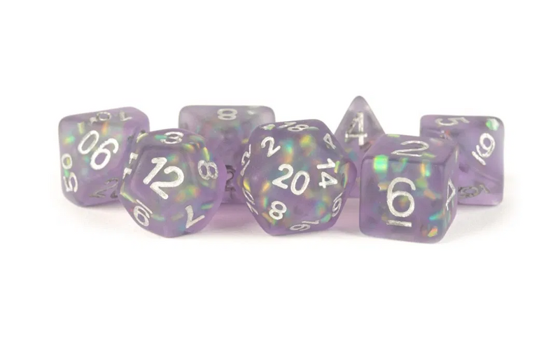 FanRoll MET 607 Icy Opal: Purple with Silver RPG Polyhedral Dice Set [7ct]