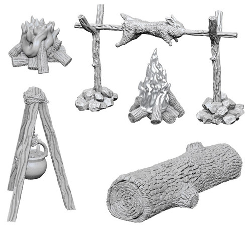 WizKids Deep Cuts: Miniatures W10 Camp Fire & Sitting Log [Unpainted]